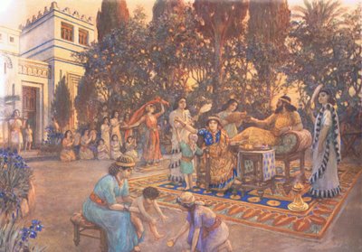 Domestic Life in Babylon, from MacMillan School Posters by Amedee Forestier